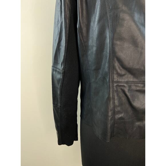Bagatelle Black Long Sleeve Faux Leather Drape Open Womens Jacket Size L - Picture 4 of 9